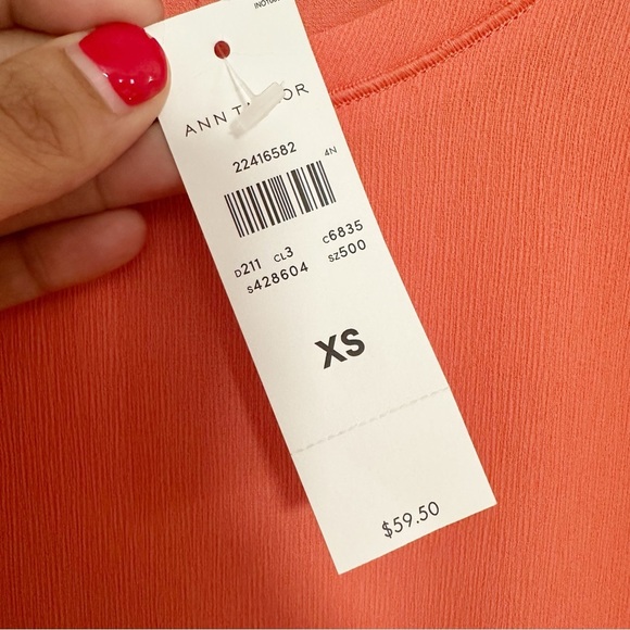 Ann Taylor Piped Tee Coral XS NWT - Picture 3 of 5